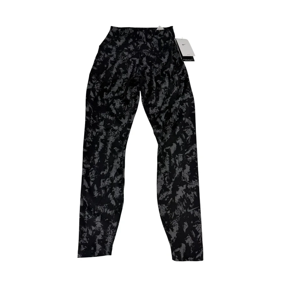 Nike One Women's High Rise 7/8 Printed Leggings Black Gray Sz XS FZ3229-010 NWOT